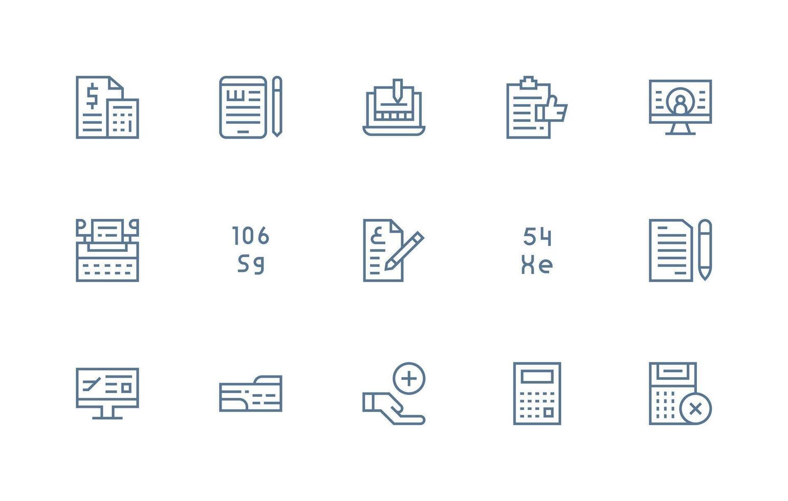 Data Entry Icon Set with 15 Regular Line Graphics vector