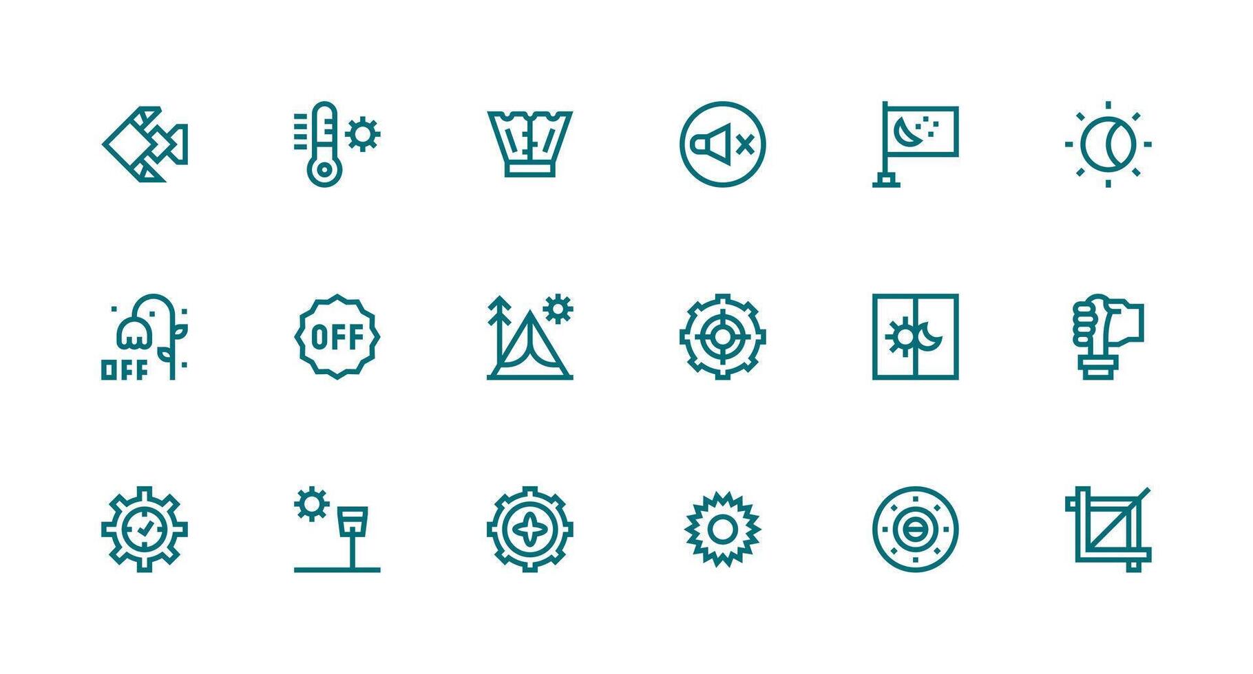 Strong Stroke Line Icons from Setting Set with 18 Vectors