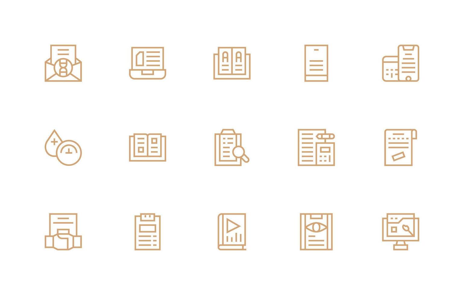 15 Regular Line Icons for Report Graphics vector