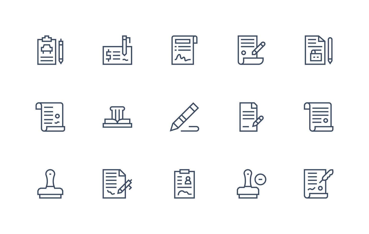 15 Regular Line Icons for Signature Graphics vector