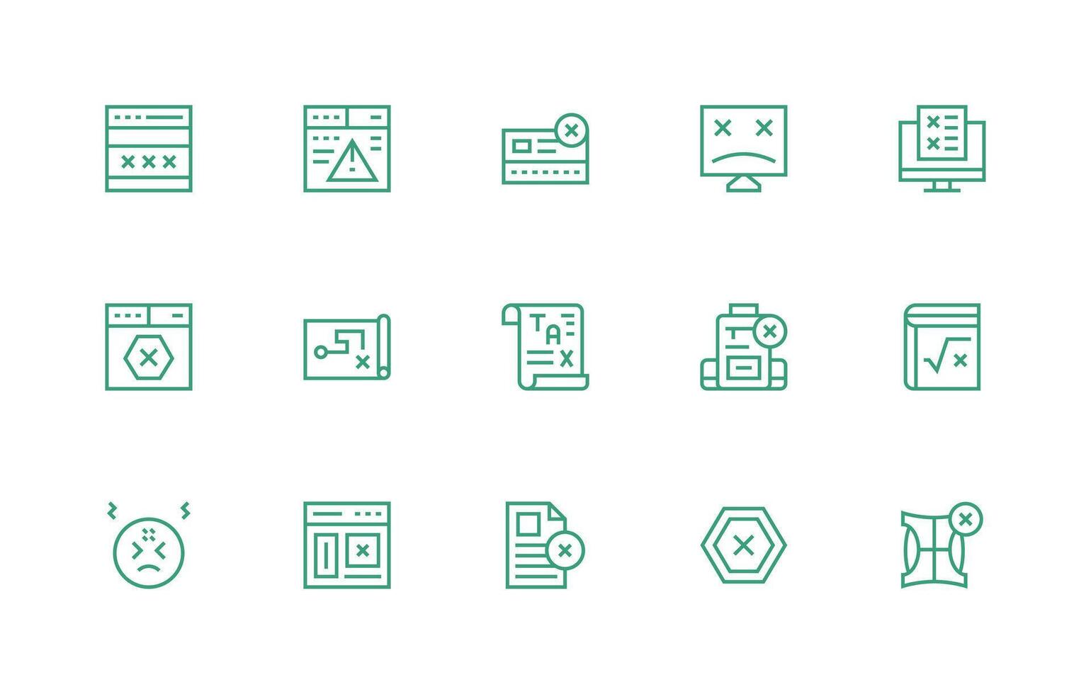 15 Regular Line Style Icons from Incorrect Collection vector