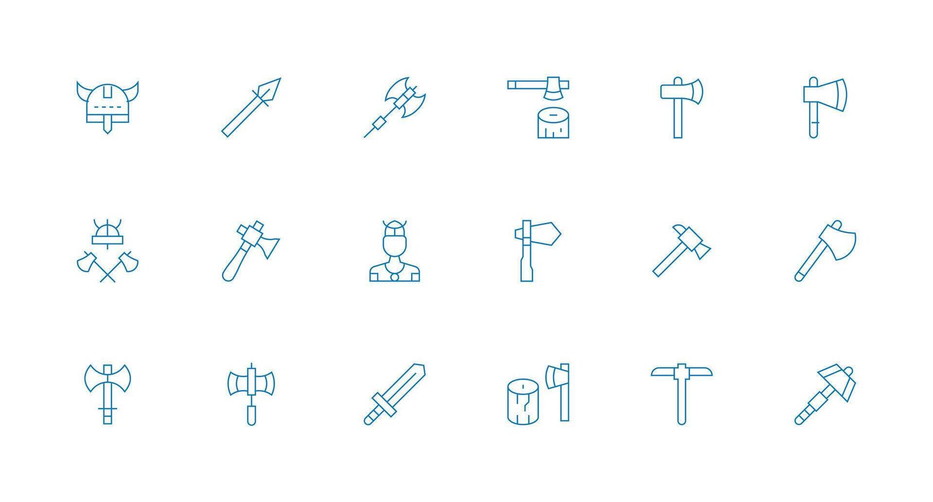 hacha icono conjunto con 18 mínimo línea gráficos vector