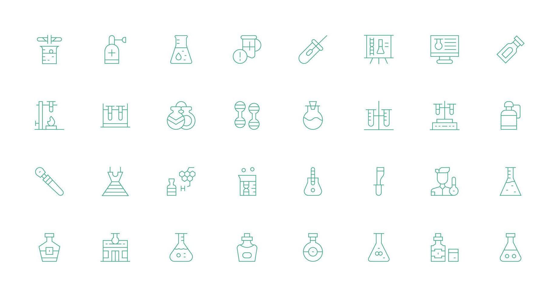 32 Thin Line Icons for Flask Graphics vector