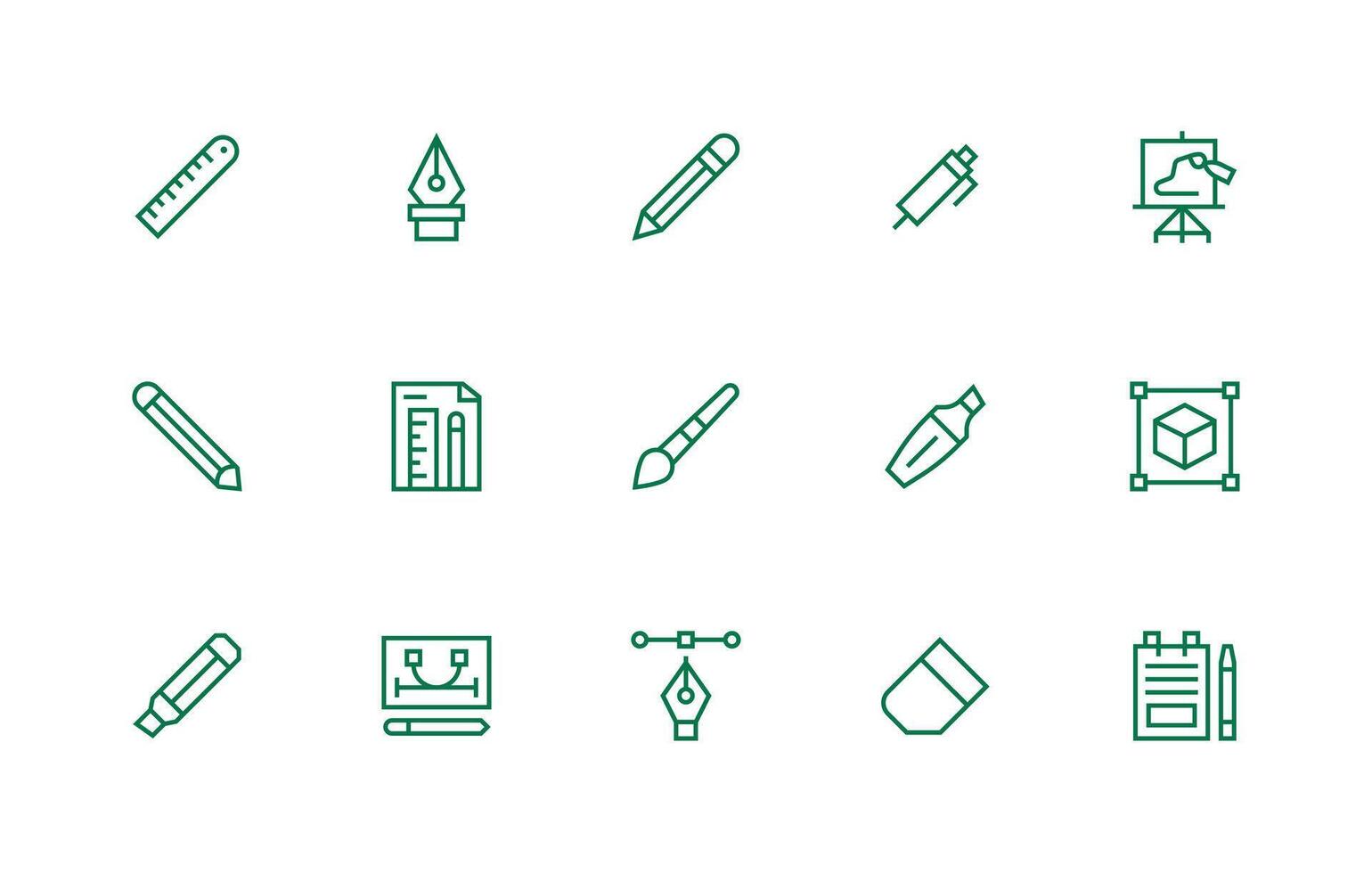 Drawing Tool Design Icons featuring 15 in Regular Line Style vector