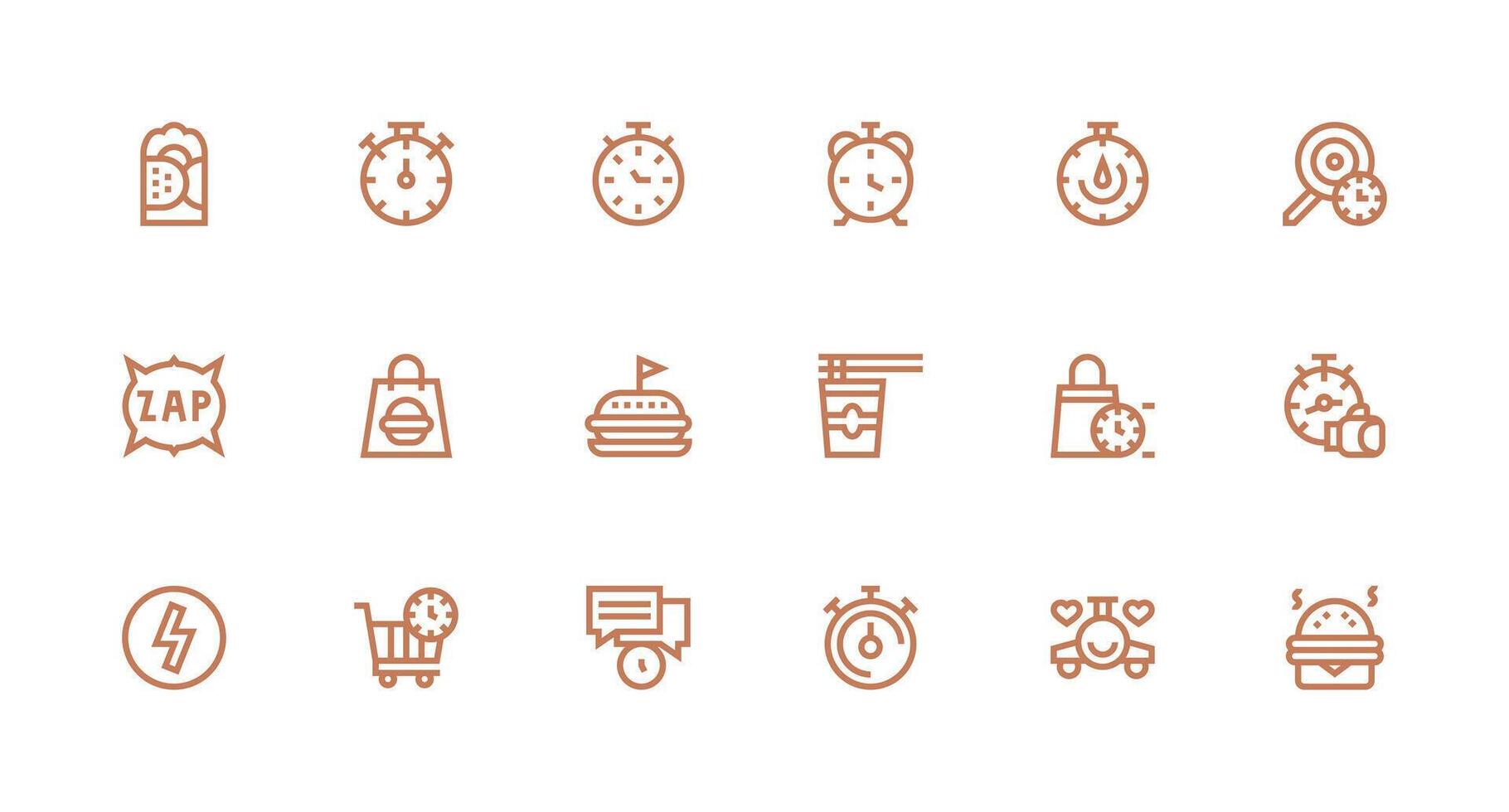 Quick Icon Set with 18 Strong Stroke Line Graphics vector