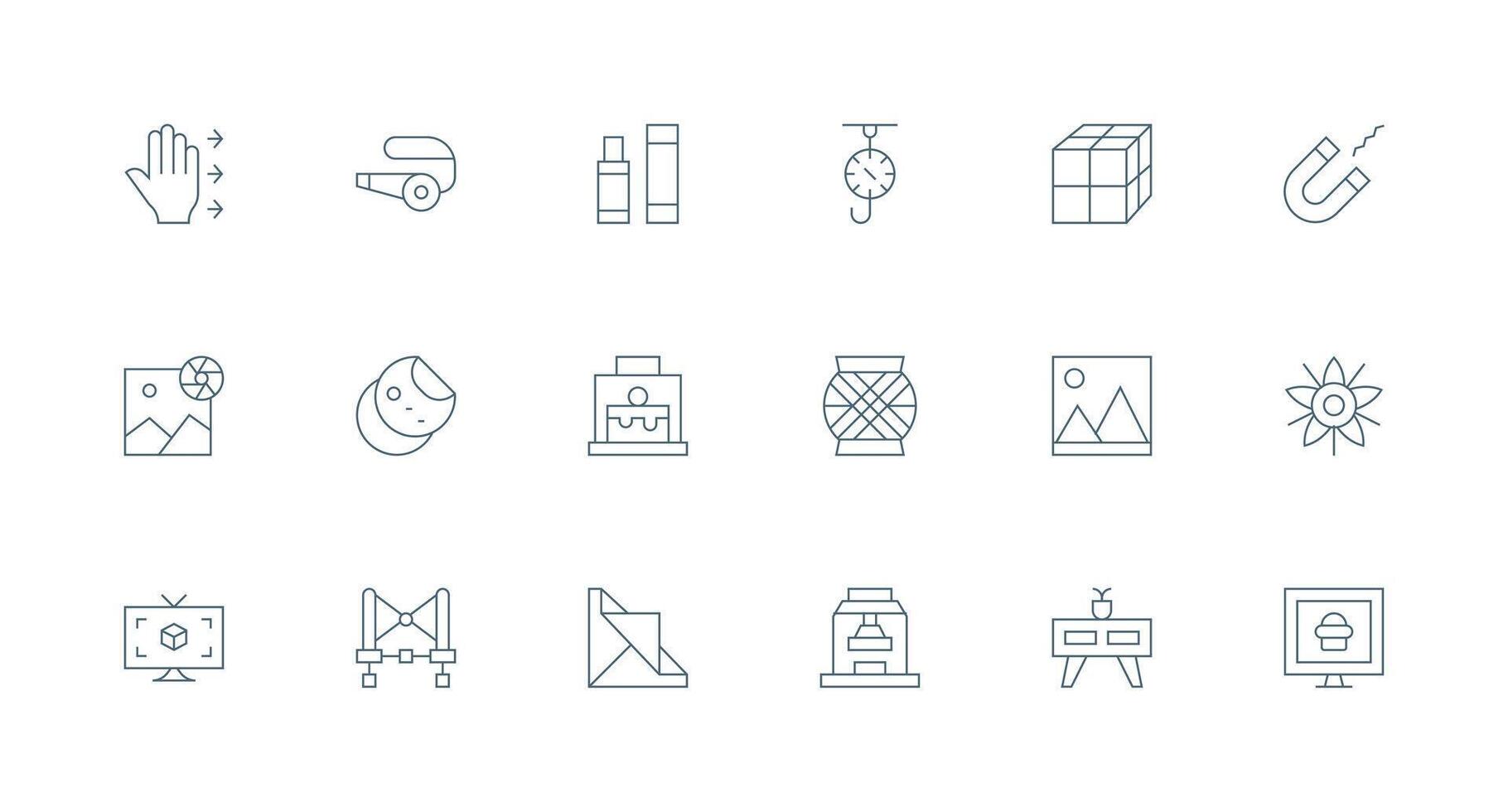 Object featuring 18 Icons in Minimal Line Design vector