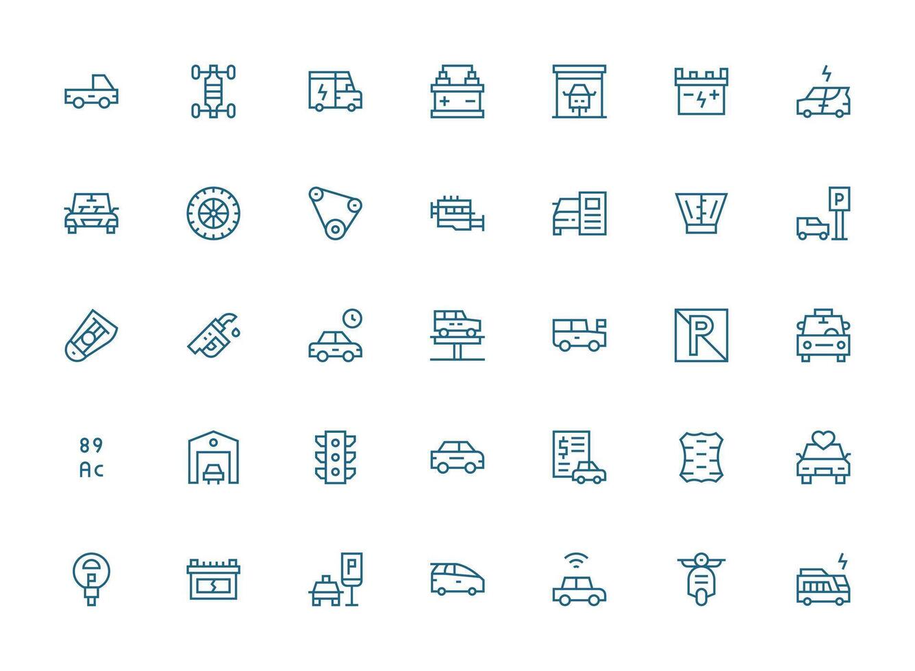 35 Icons for Automobile in Regular Clean Line Format vector