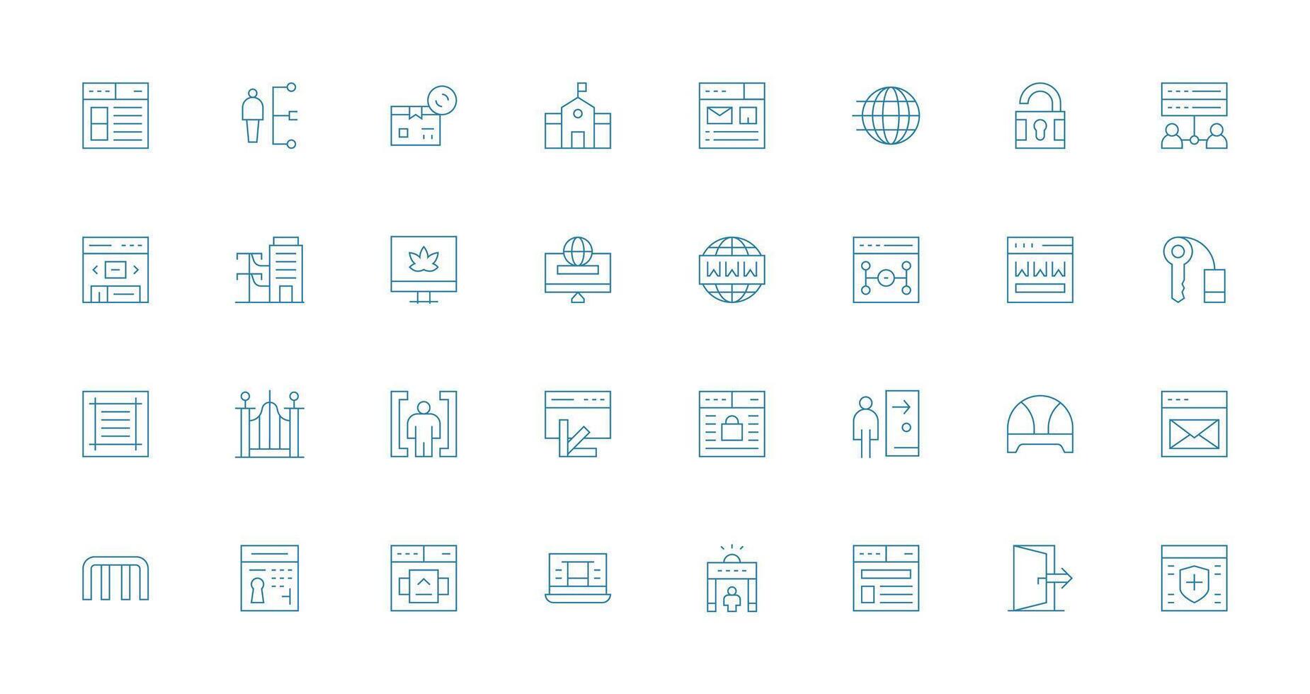 Portal Design Icons featuring 32 in Thin Line Style vector