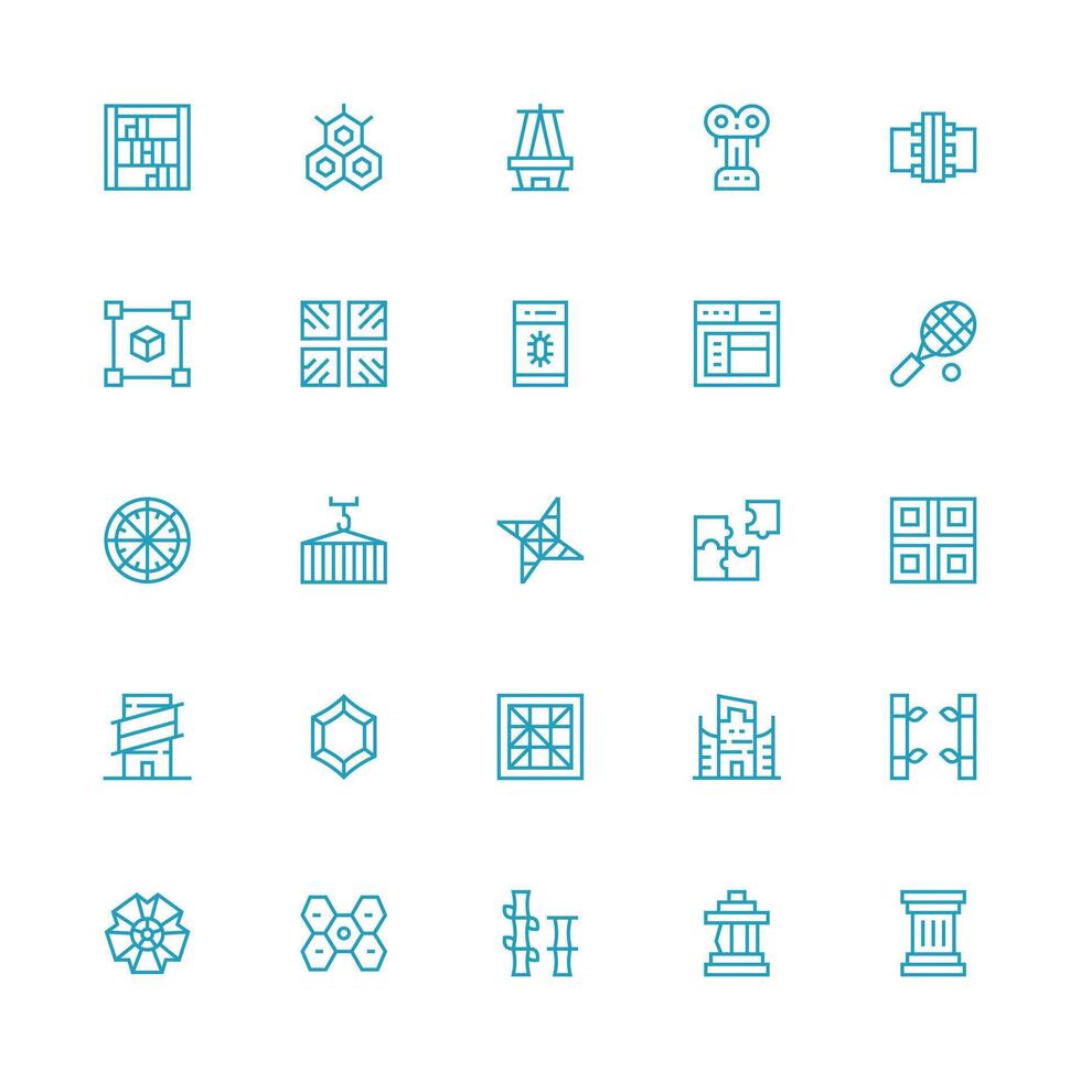 25 Medium Stroke Outline Icons for Framework Graphics vector