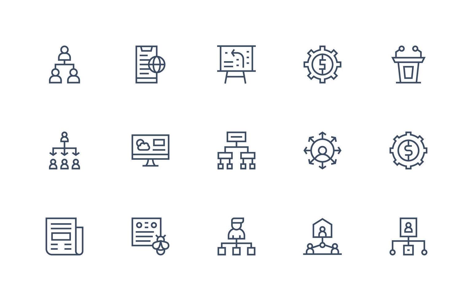 informes conjunto con 15 regular línea íconos vector