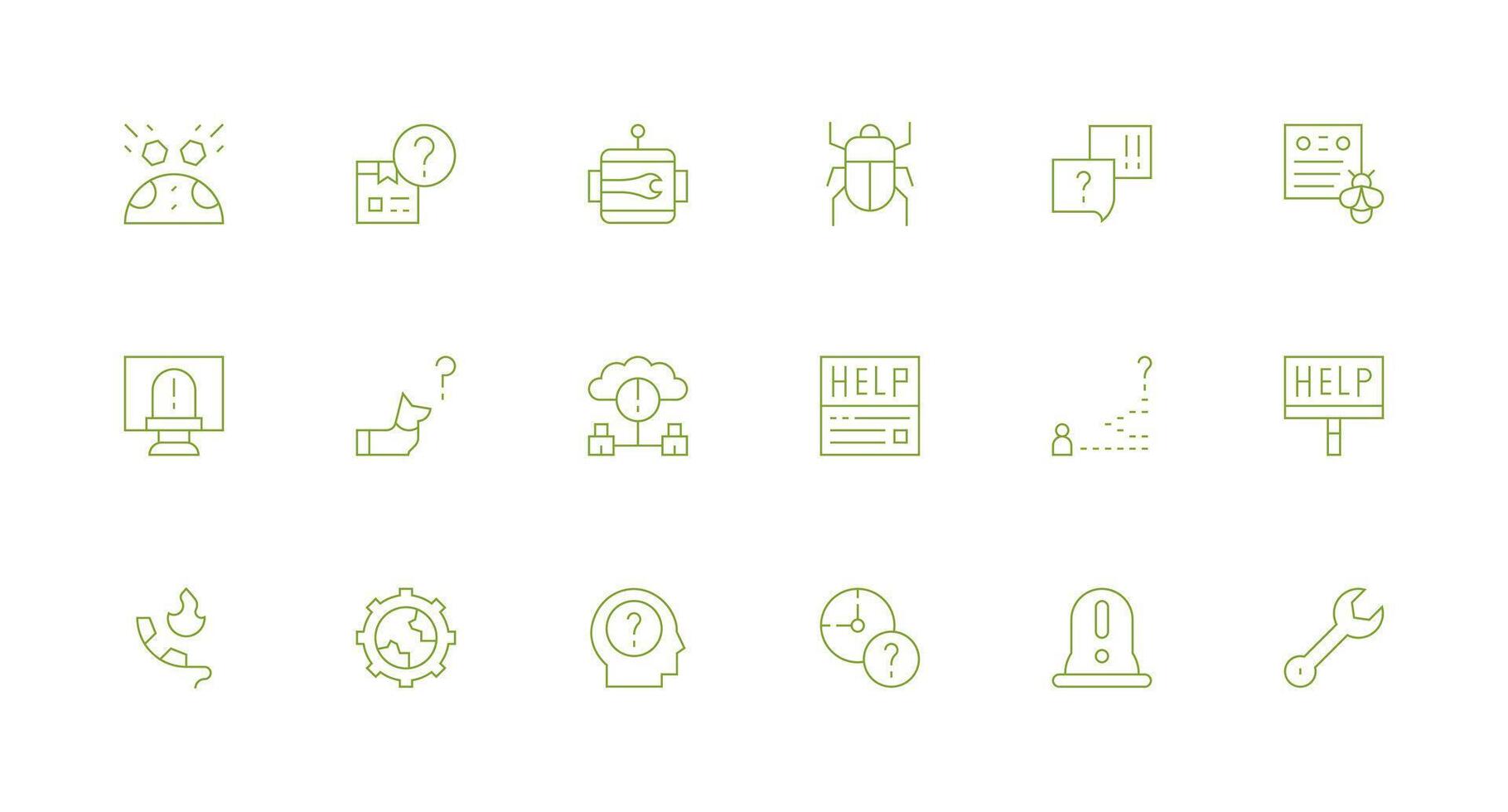 Troubleshooting Design Icons featuring 18 in Minimal Line Style vector