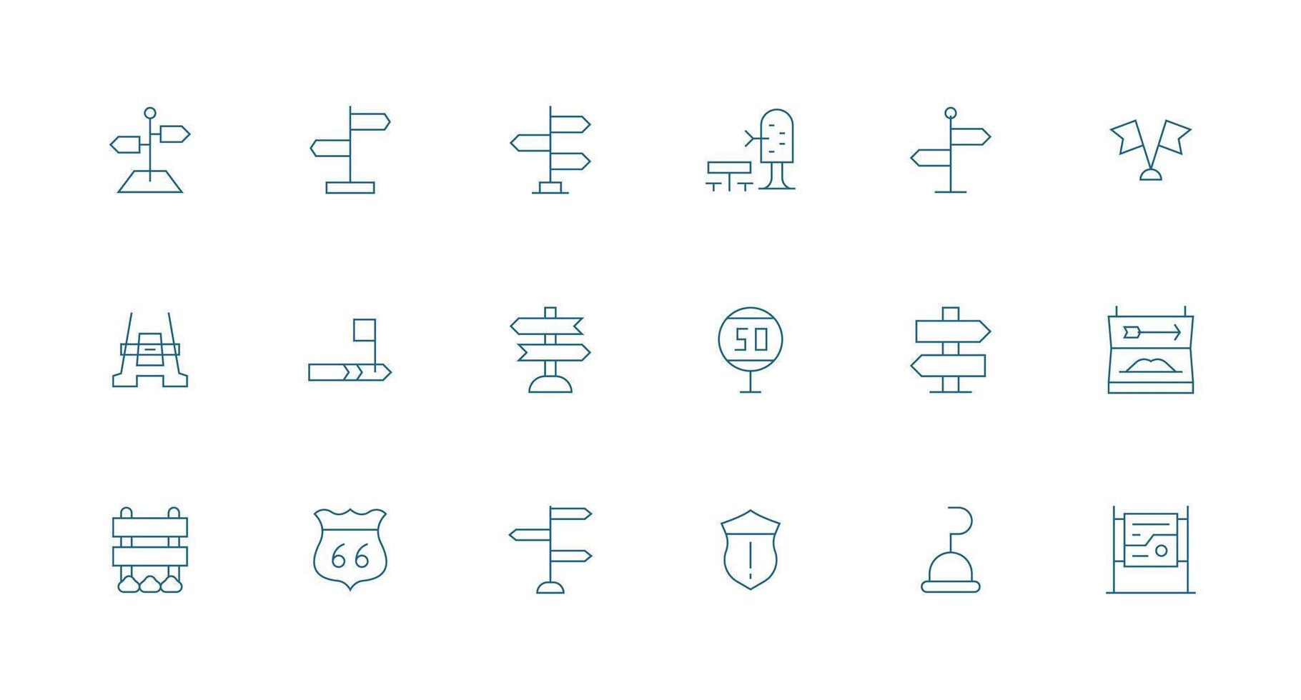 Minimal Line Icons from Signpost Set with 18 Vectors