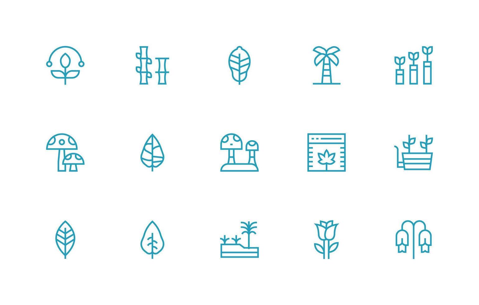 15 Icons for Botany in Regular Line Format vector