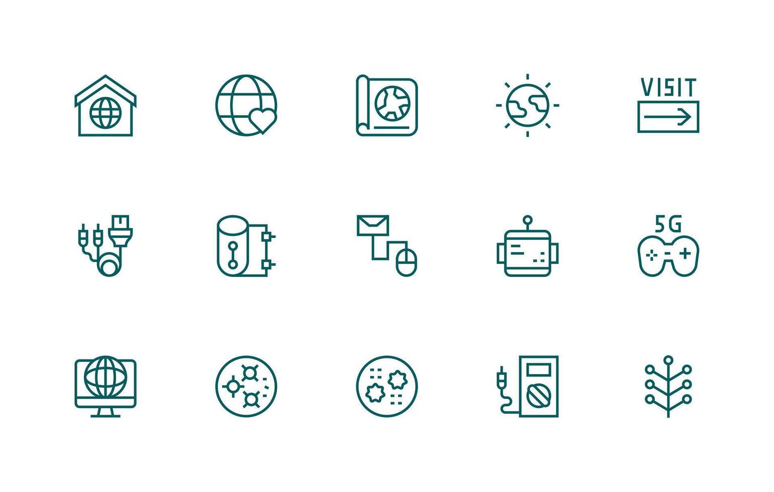 conexión conjunto con 15 regular línea íconos vector