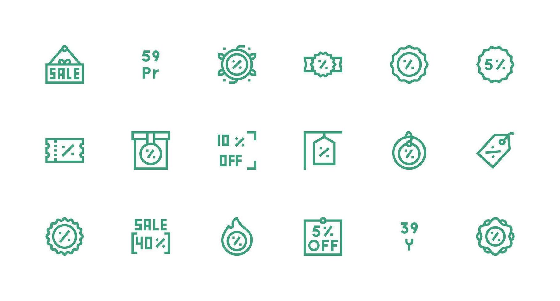 Markdown Icon Set with 18 Strong Stroke Line Graphics vector