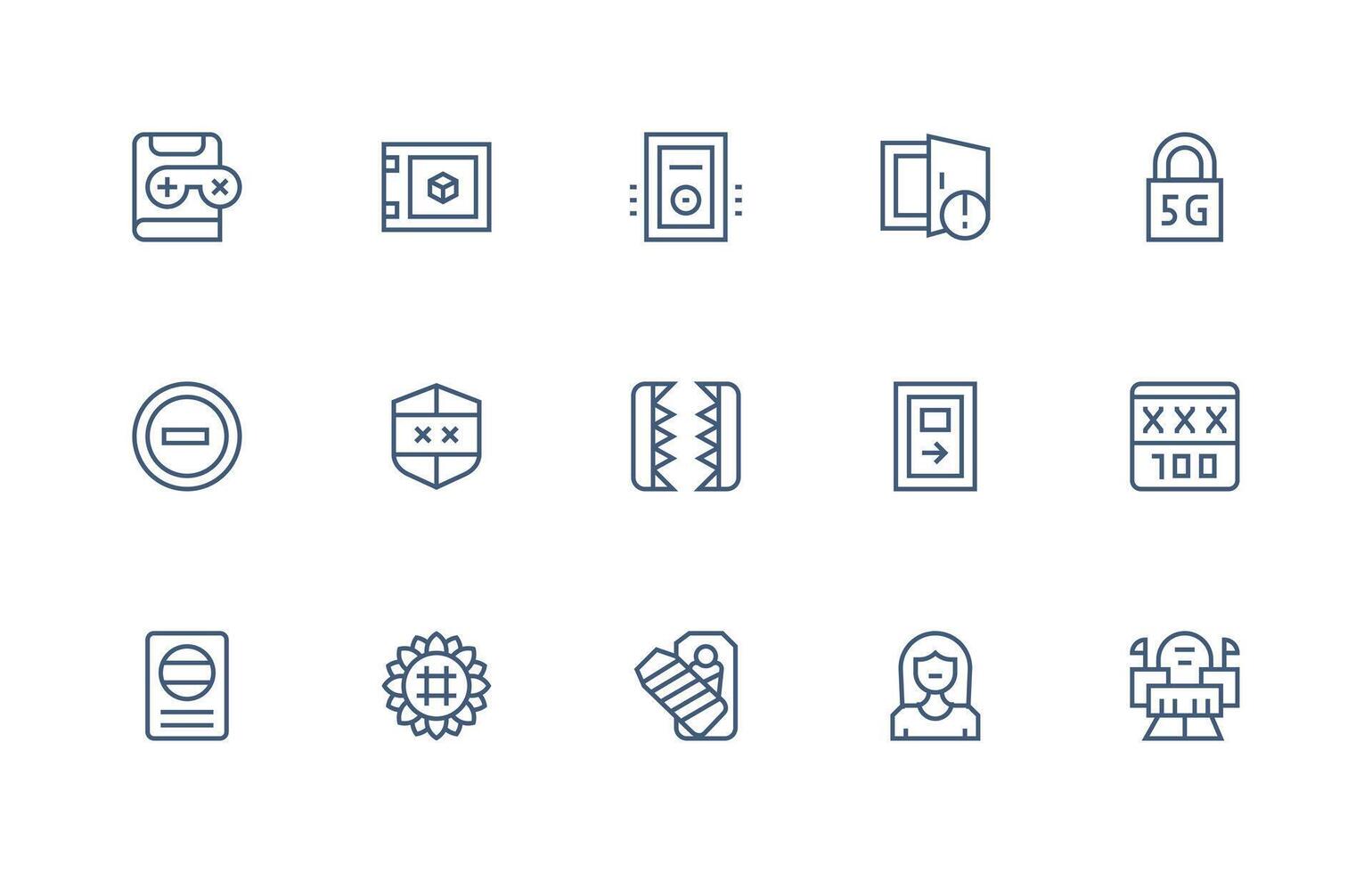 15 Icons for Locked in Regular Line Format vector