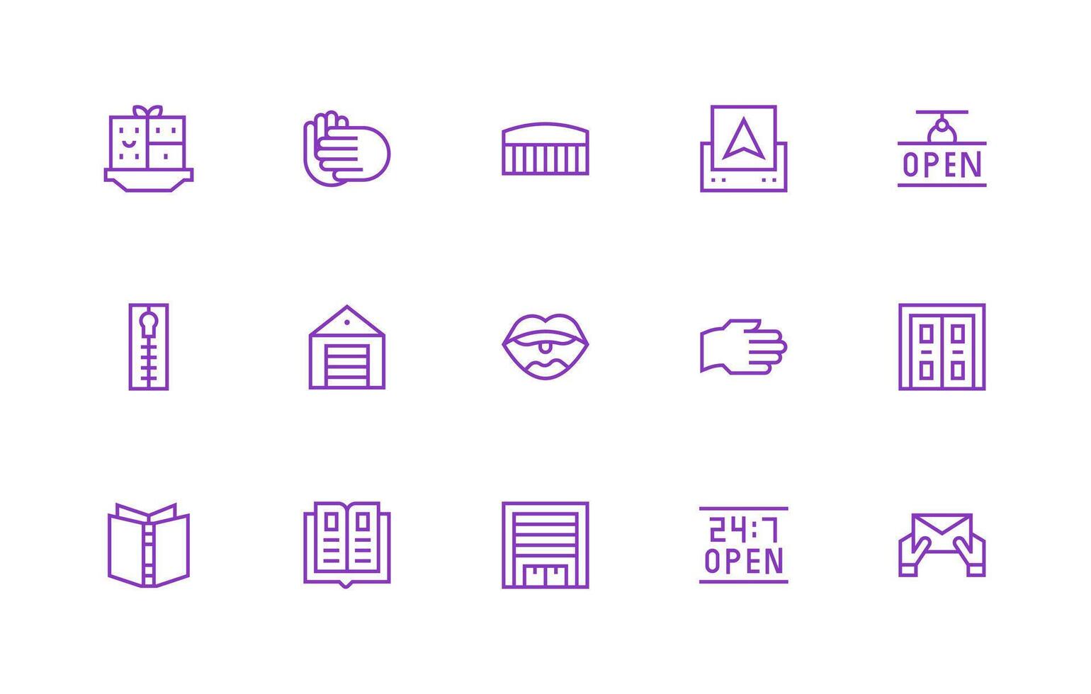 15 Regular Line Style Icons from Open Collection vector