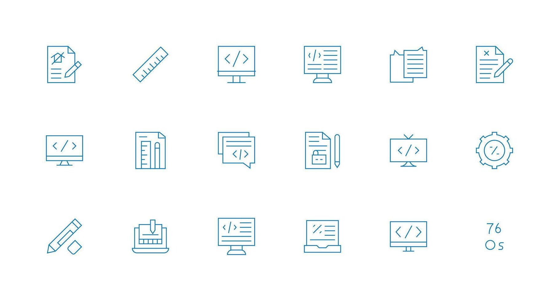 Markup featuring 18 Icons in Minimal Line Design vector