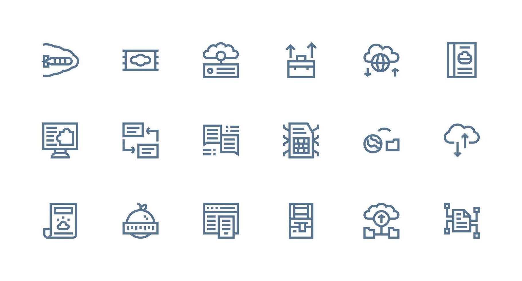 File Sharing Design Icons featuring 18 in Strong Stroke Line Style vector