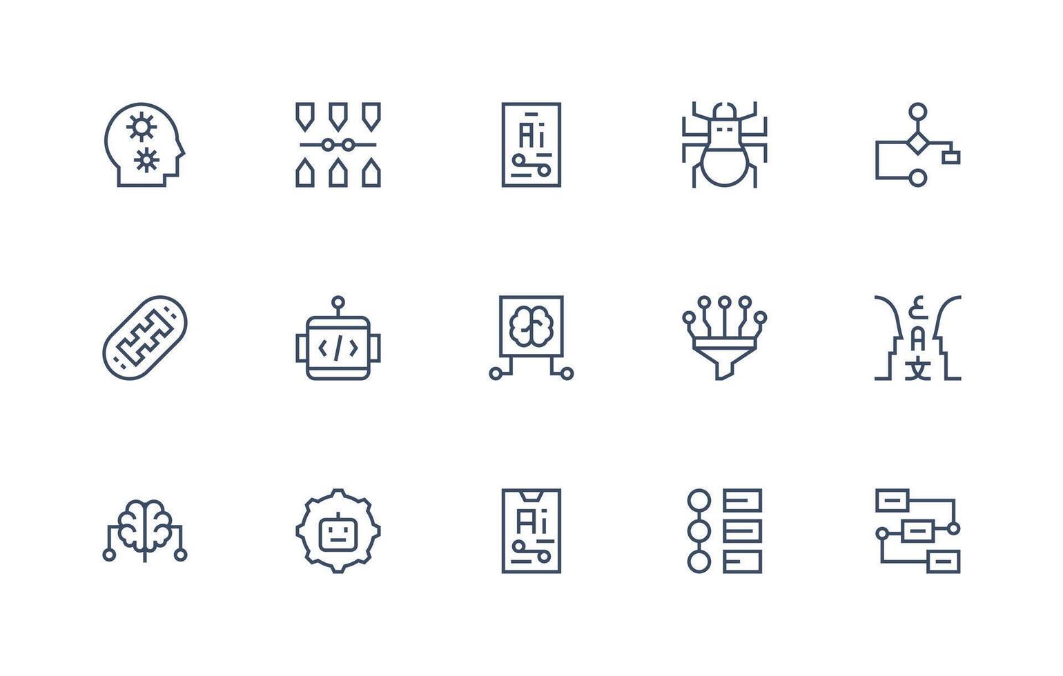 15 Regular Line Style Icons from Algorithm Collection vector