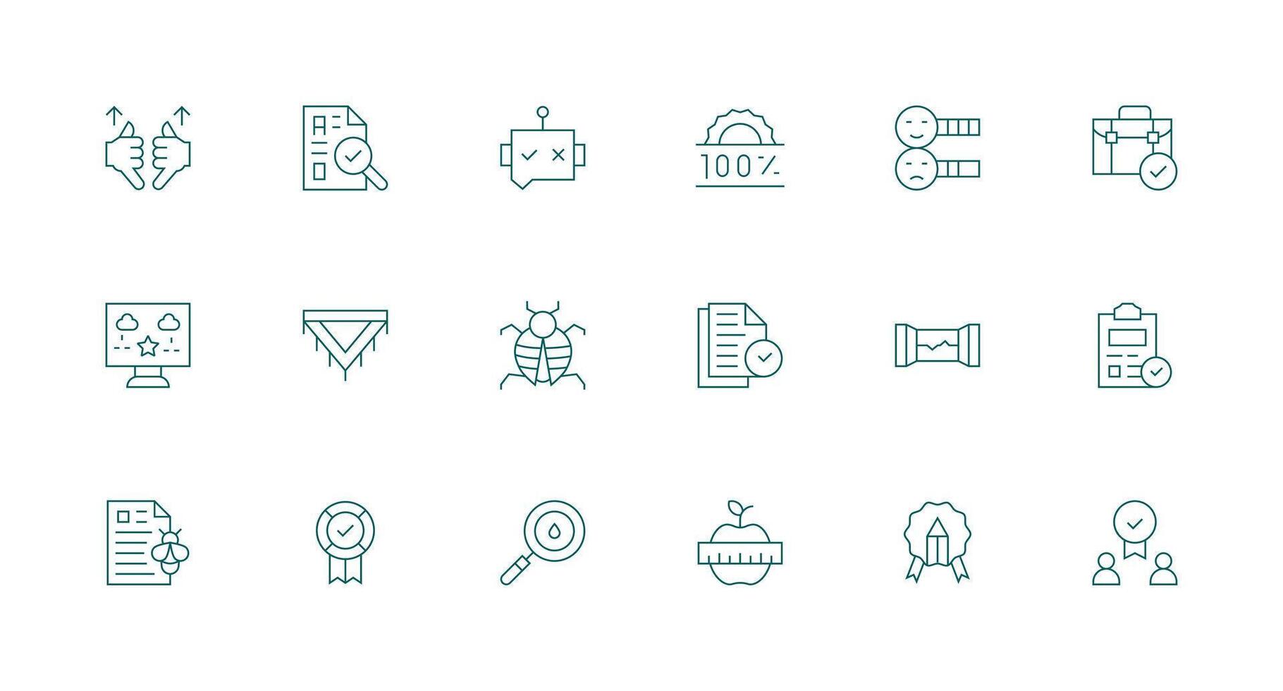 18 Icons for Quality Control in Minimal Line Format vector