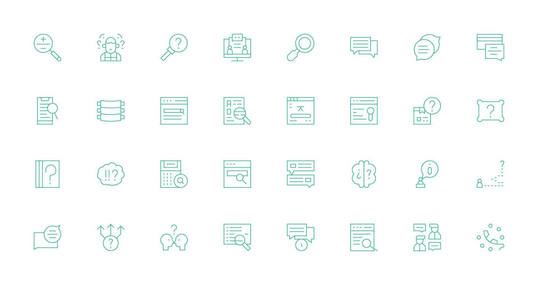 32 Thin Line Style Icons from Query Collection vector