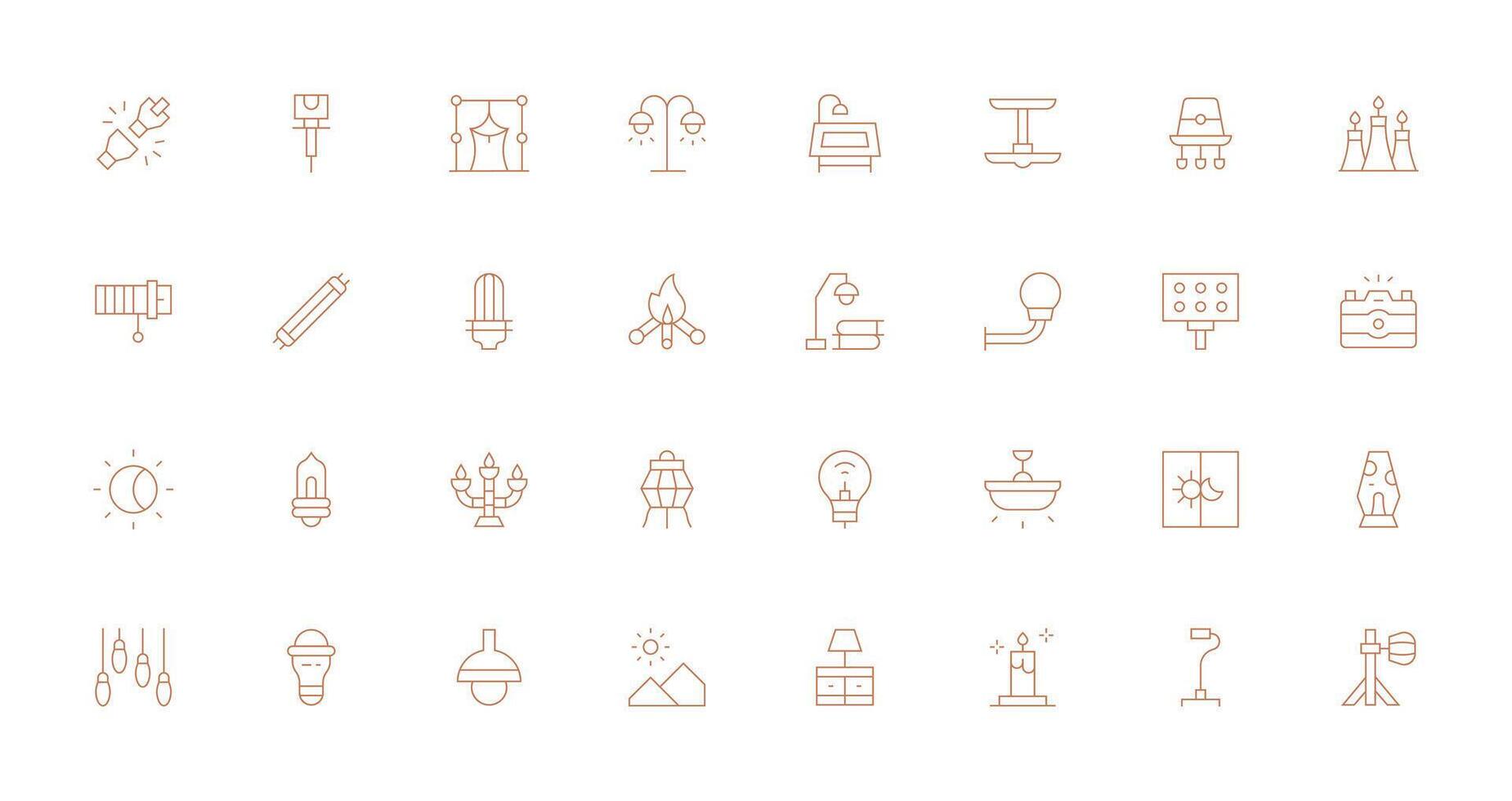 Lighting Set with 32 Thin Line Icons vector