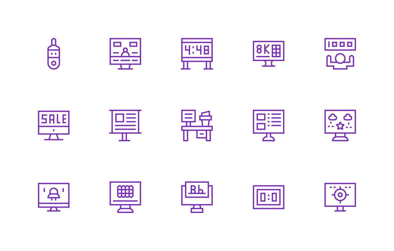 15 Regular Line Vectors for Digital Display Theme