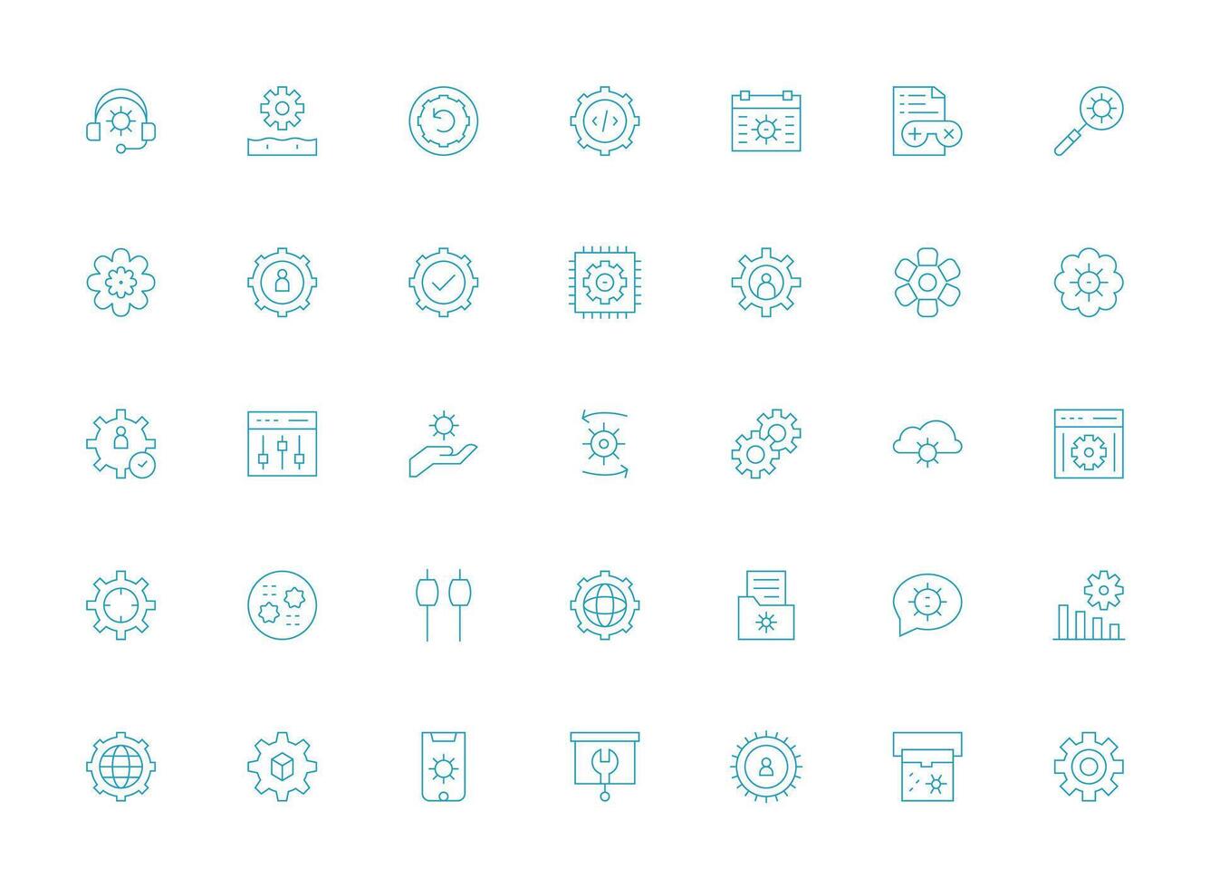 Light Line Icons from Configuration Set with 35 Vectors