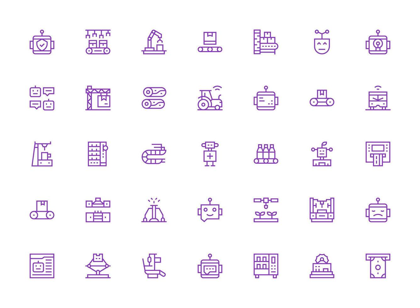 Automated Set with 35 Regular Clean Line Icons vector