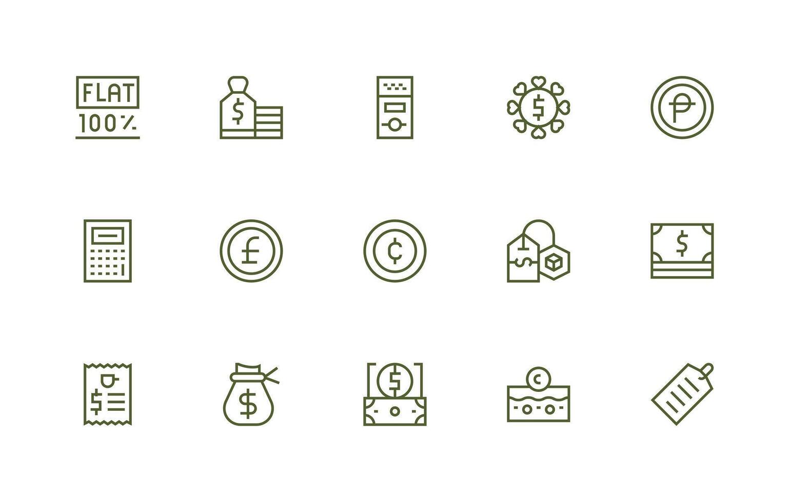 15 Icons for Price in Regular Line Format vector