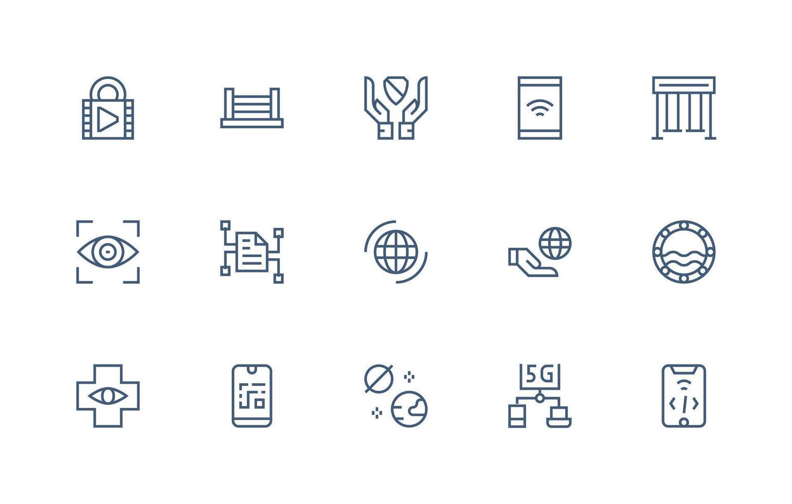 Access Set with 15 Regular Line Icons vector