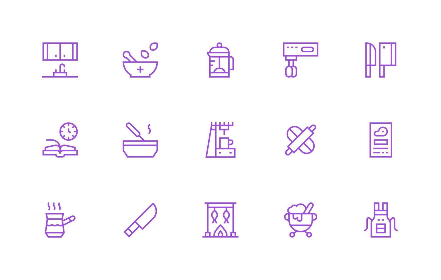 15 Icons for Preparation in Regular Line Format vector