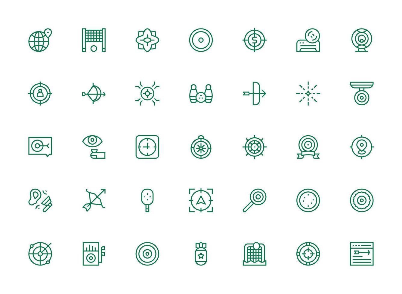 Regular Clean Line Icons from Target Set with 35 Vectors