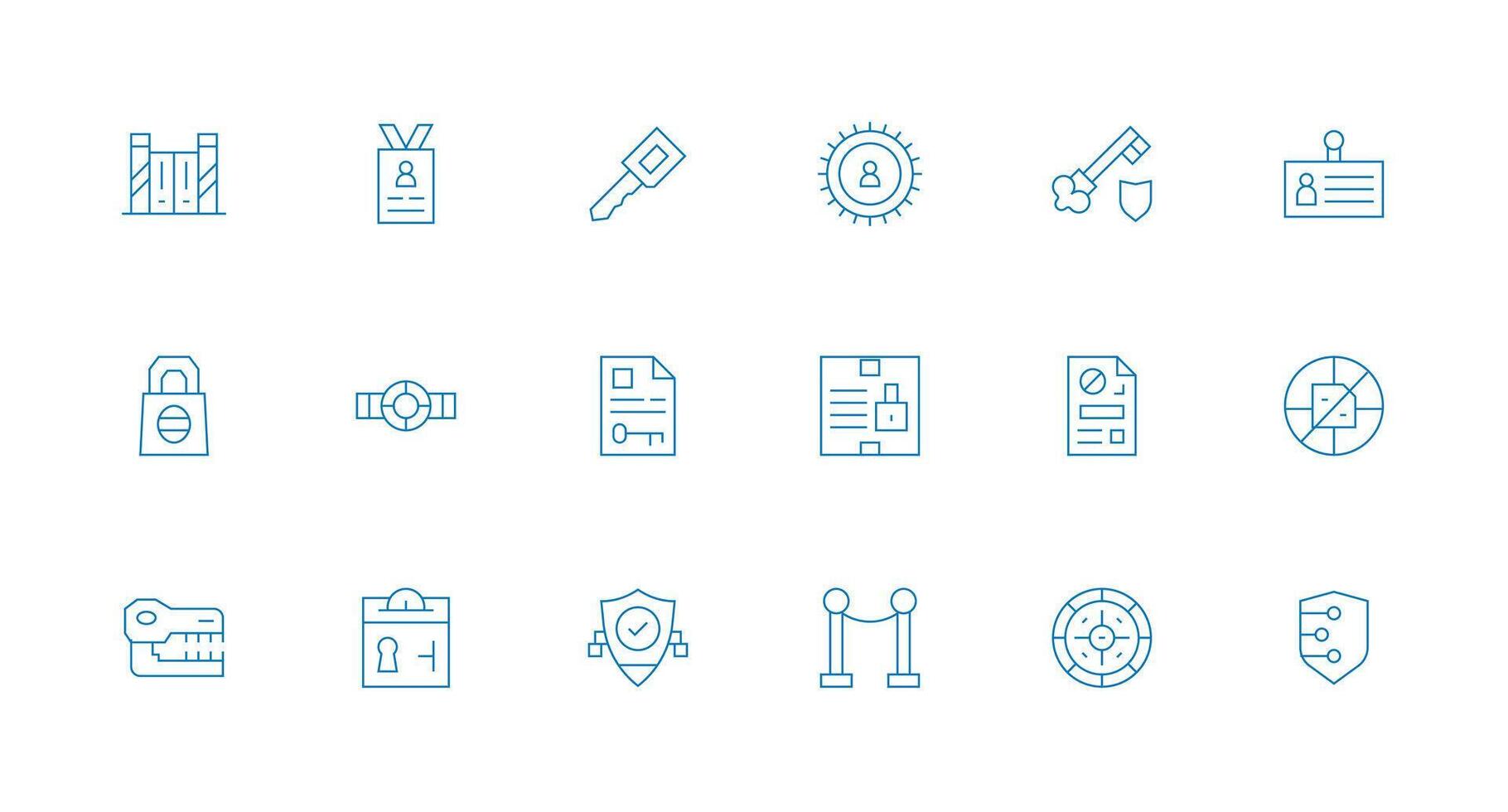 18 Minimal Line Icons for Access Control Graphics vector