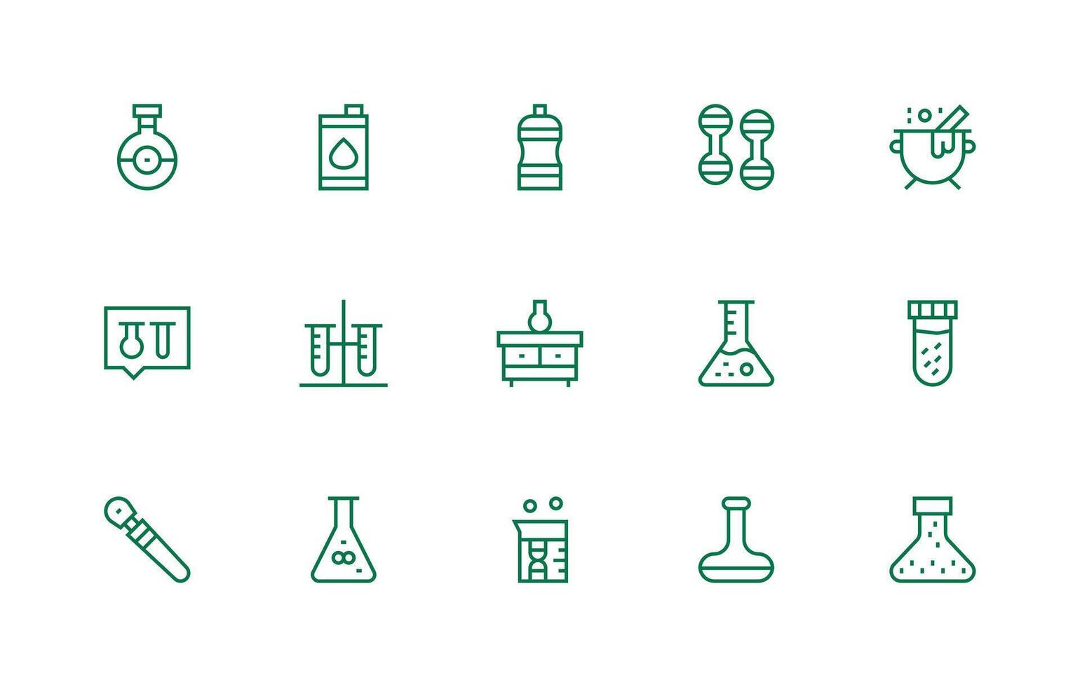 Flask Icon Set with 15 Regular Line Graphics vector