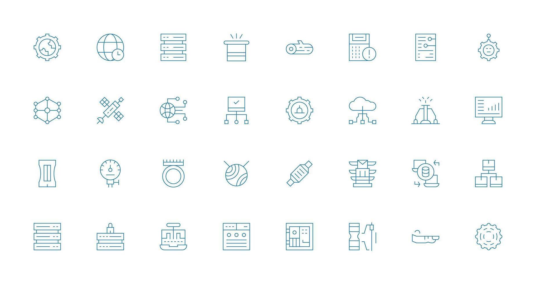 sistema conjunto con 32 Delgado línea íconos vector