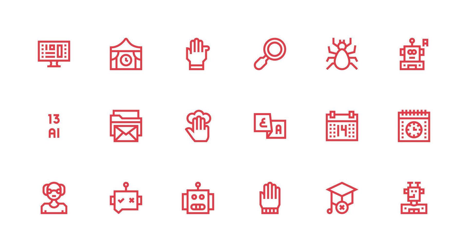 Strong Stroke Line Style Program Icons with 18 Vectors