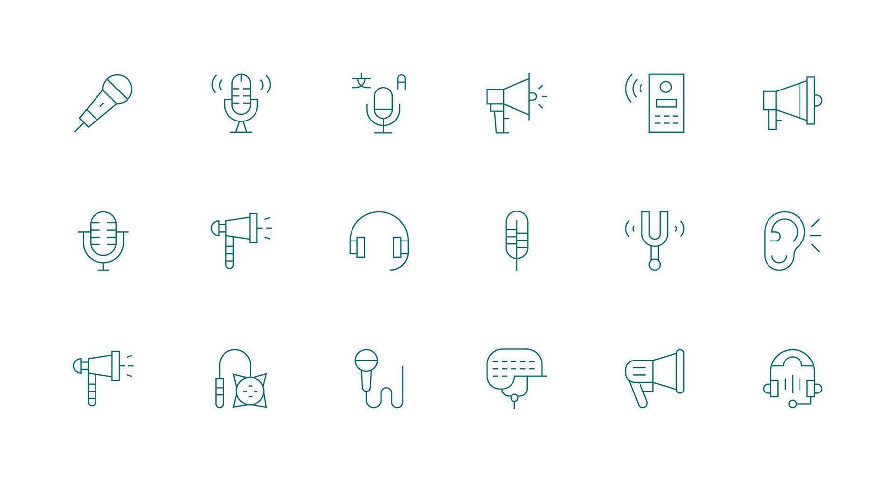 Voice Icon Set with 18 Minimal Line Graphics vector