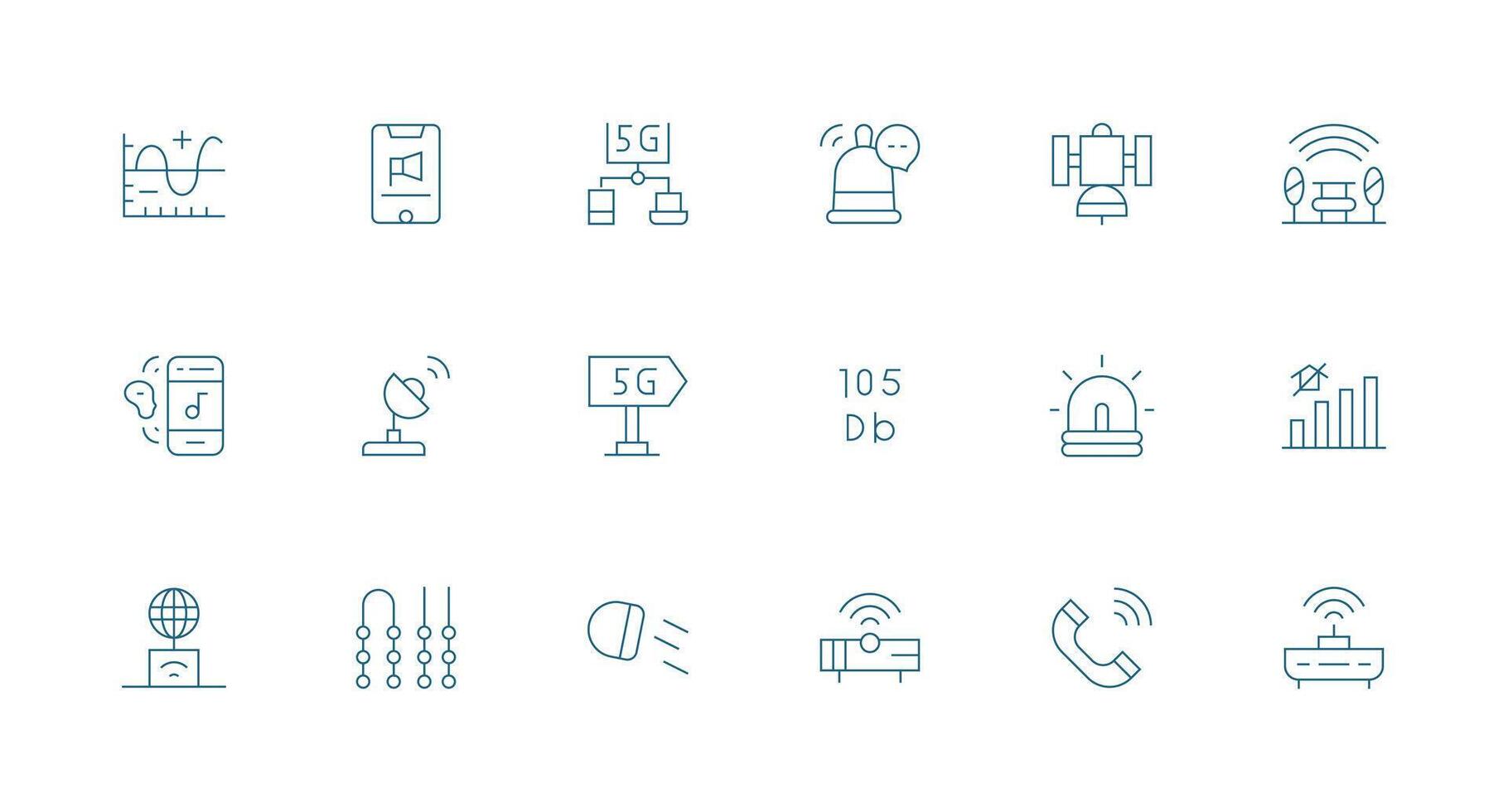 Signal Design Icons featuring 18 in Minimal Line Style vector