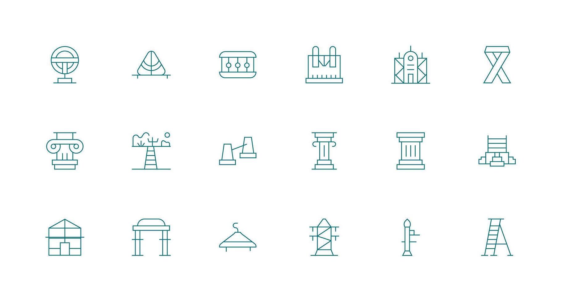 18 Minimal Line Style Icons from Support Structure Collection vector