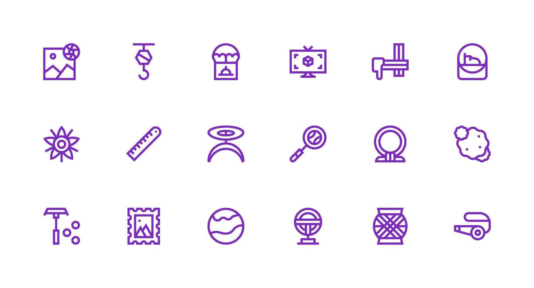 18 Icons for Object in Strong Stroke Line Format vector