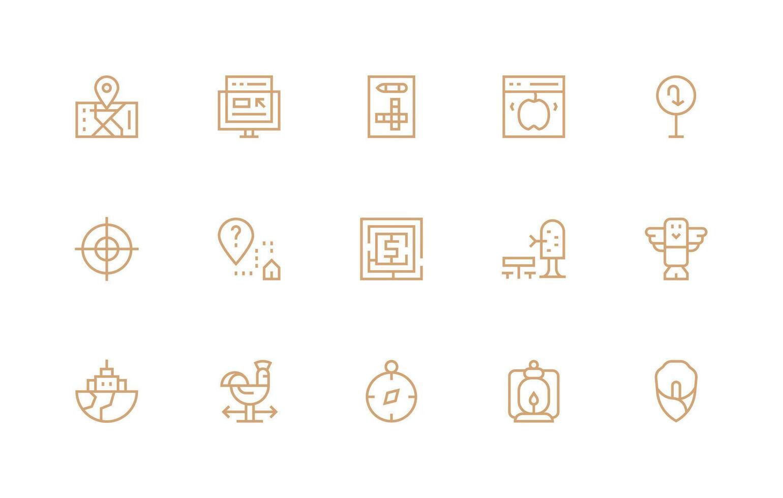 15 Icons for Navigation in Regular Line Format vector