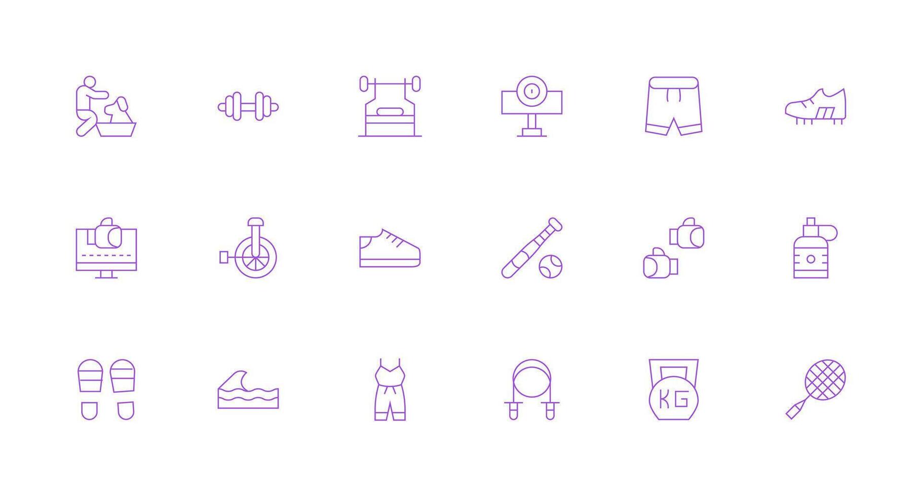 Exercise Set with 18 Minimal Line Icons vector