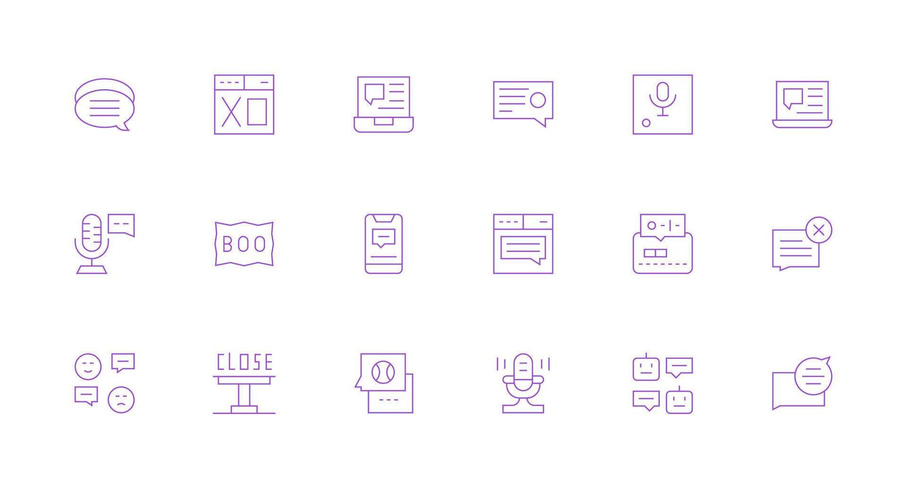 Dialog Icon Set with 18 Minimal Line Graphics vector
