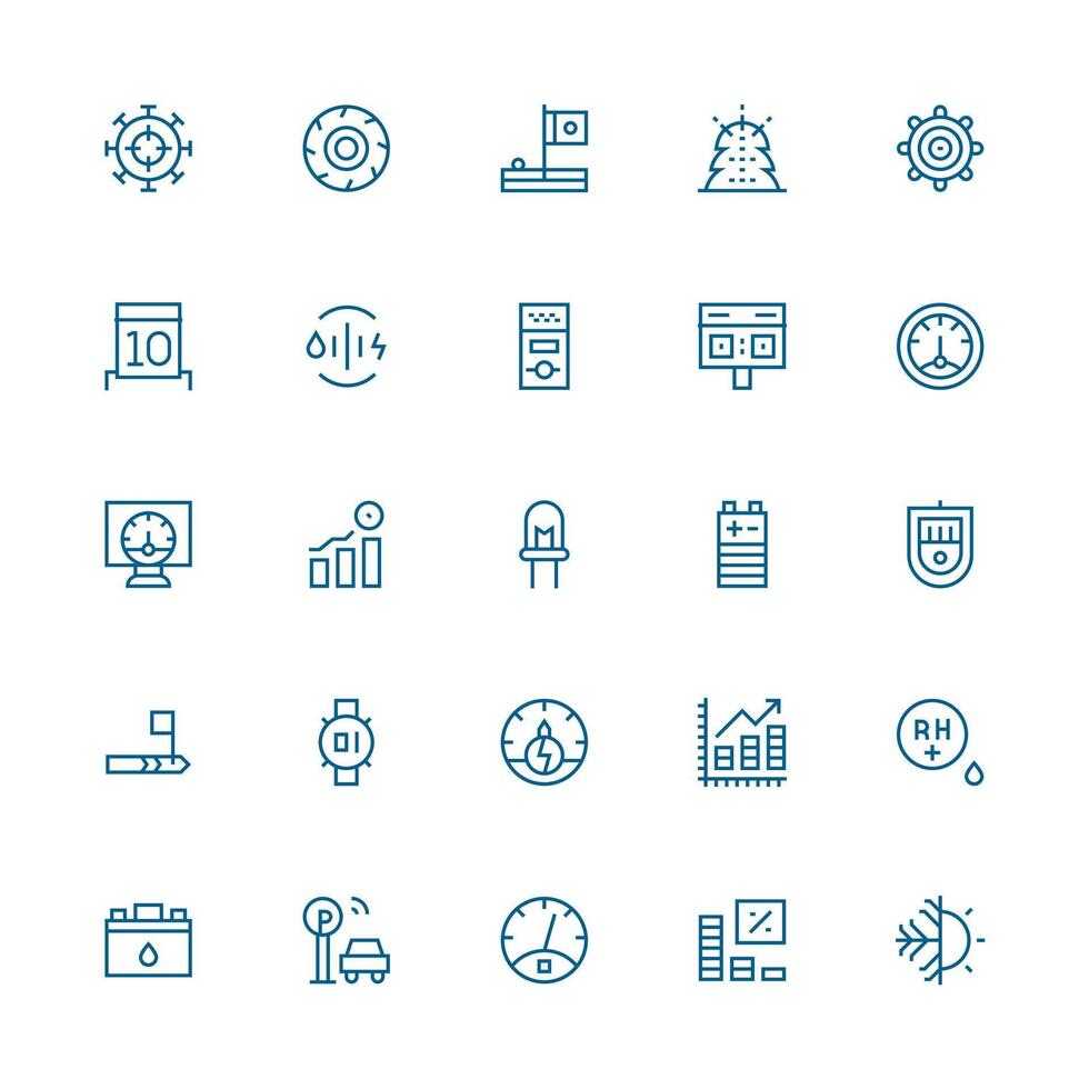 Indicator Icon Set with 25 Medium Stroke Outline Graphics vector
