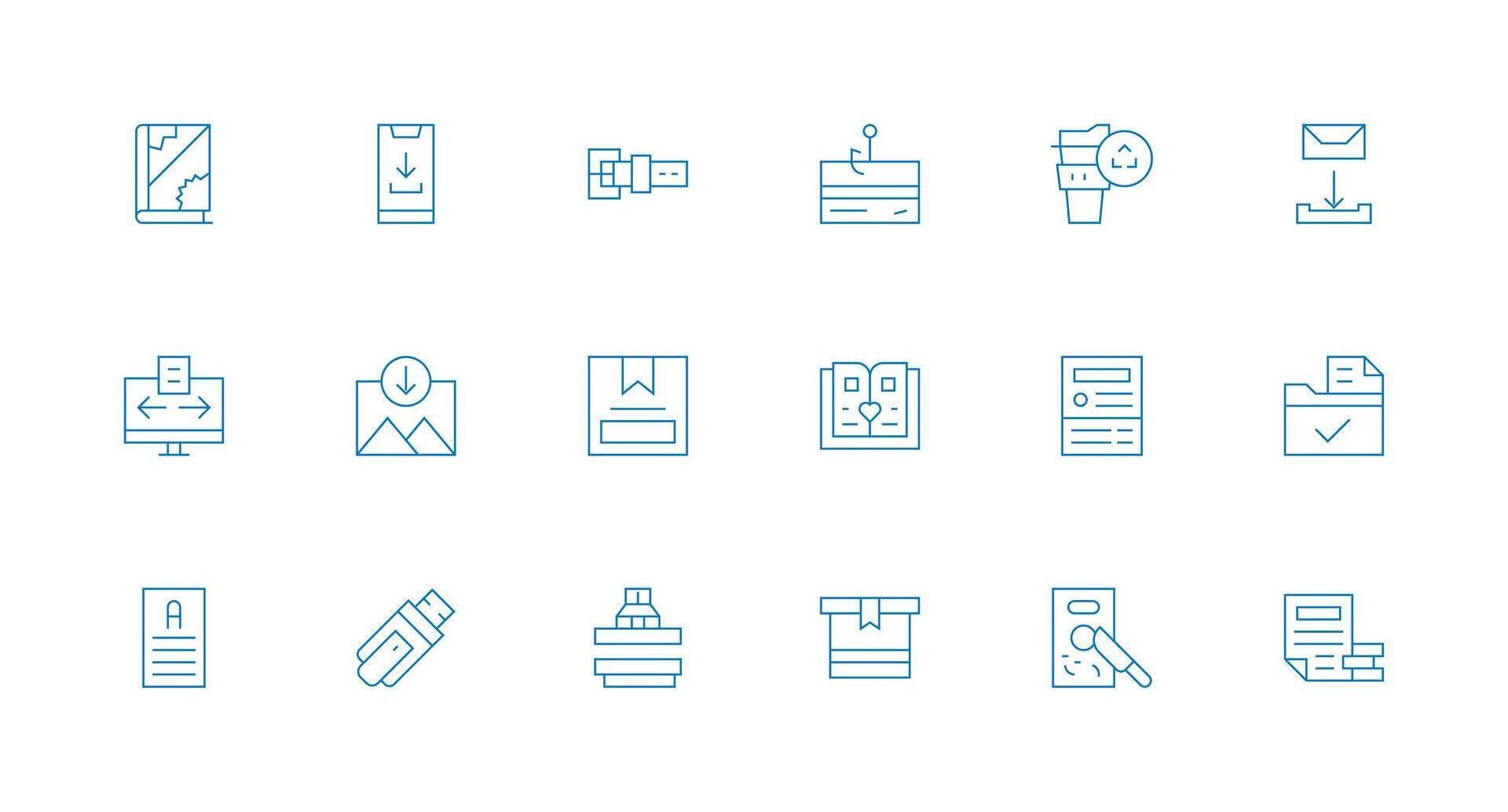 mínimo línea íconos desde digital archivo conjunto con 18 vectores