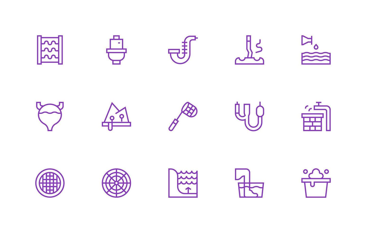 drenaje icono conjunto con 15 regular línea gráficos vector