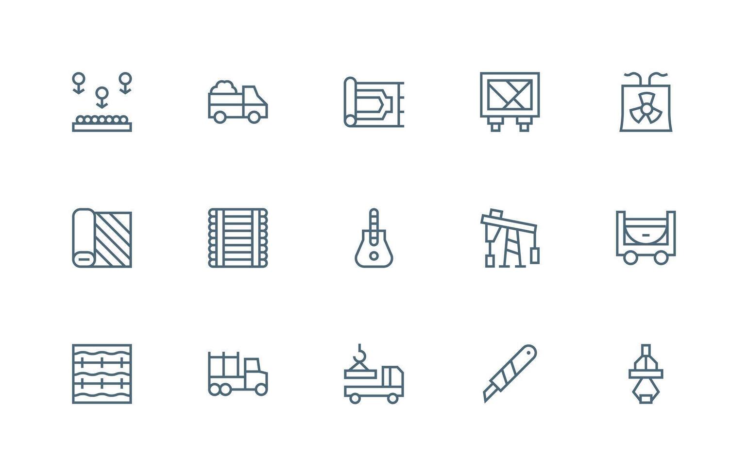 Regular Line Icons from Material Set with 15 Vectors