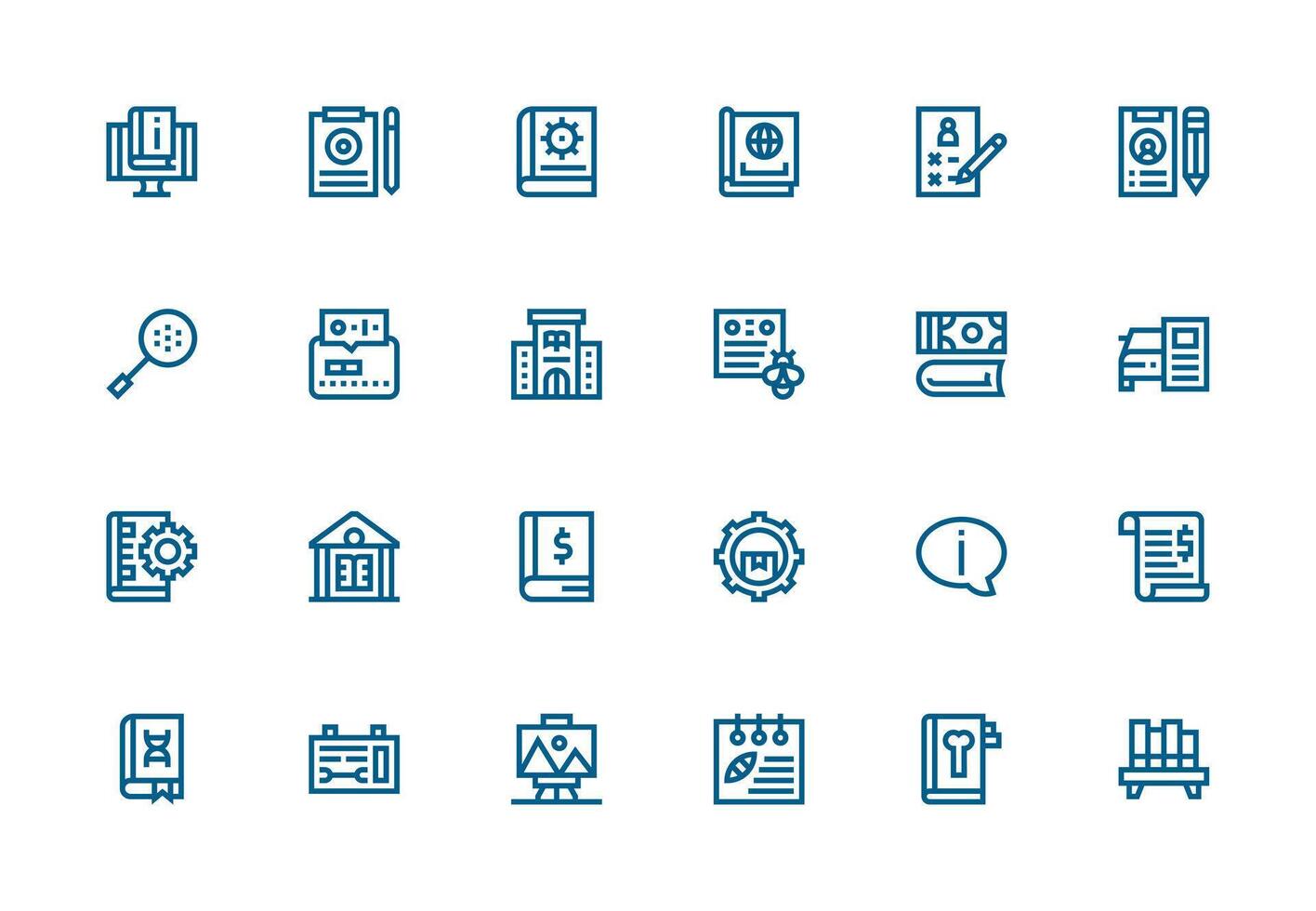 24 Icons for Documentation in Thick Line Line Format vector